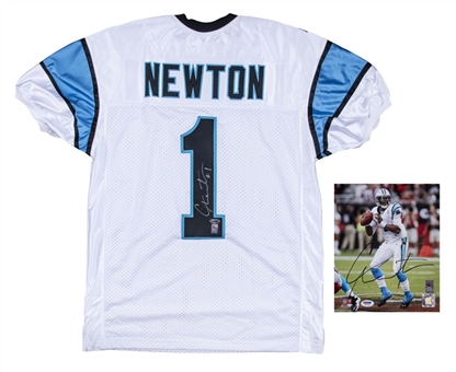 Lot of (2) Cam Newton Signed Carolina Panthers Jersey & Photo (Tristar & PSA/DNA)